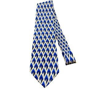 J.Z. Richards For Nordstrom Silk Geometric Blue/Yellow Tie Handcrafted In USA